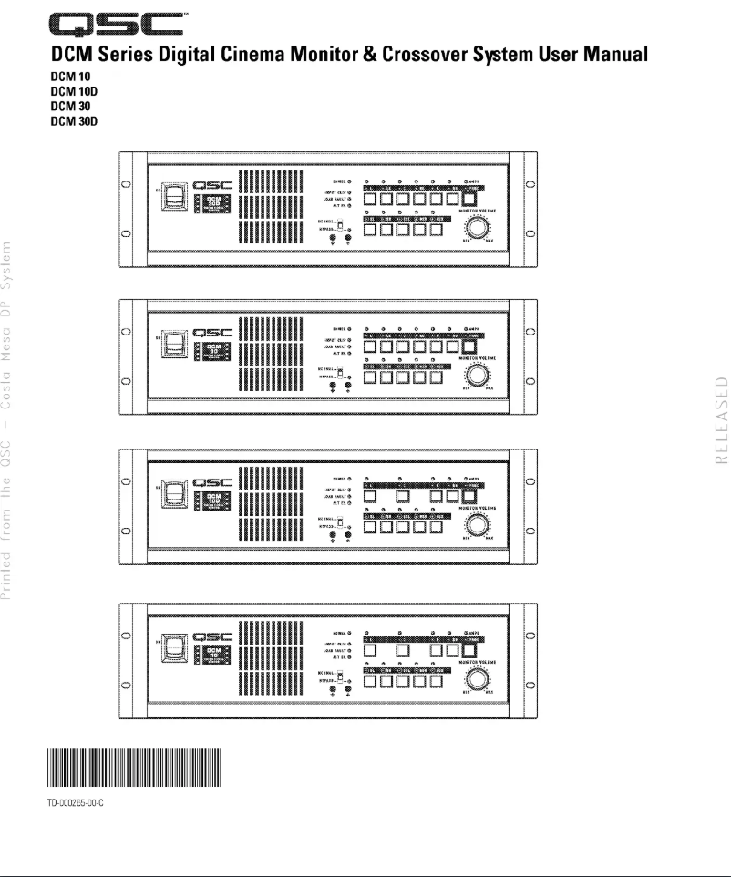 Page 1 of the manual User Manual QSC DCM 30D