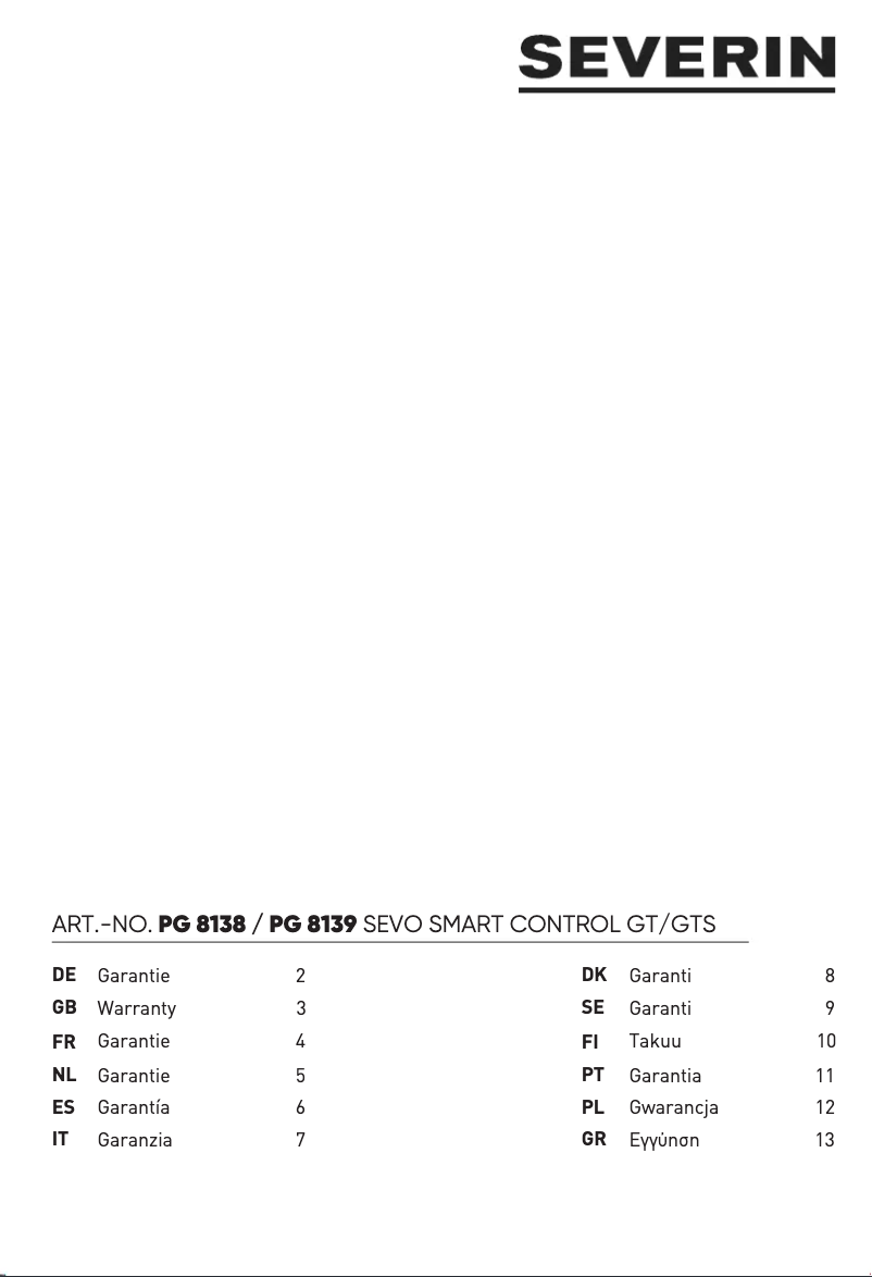 First page image of the manual for SEVO Smart Control GTS PG 8139