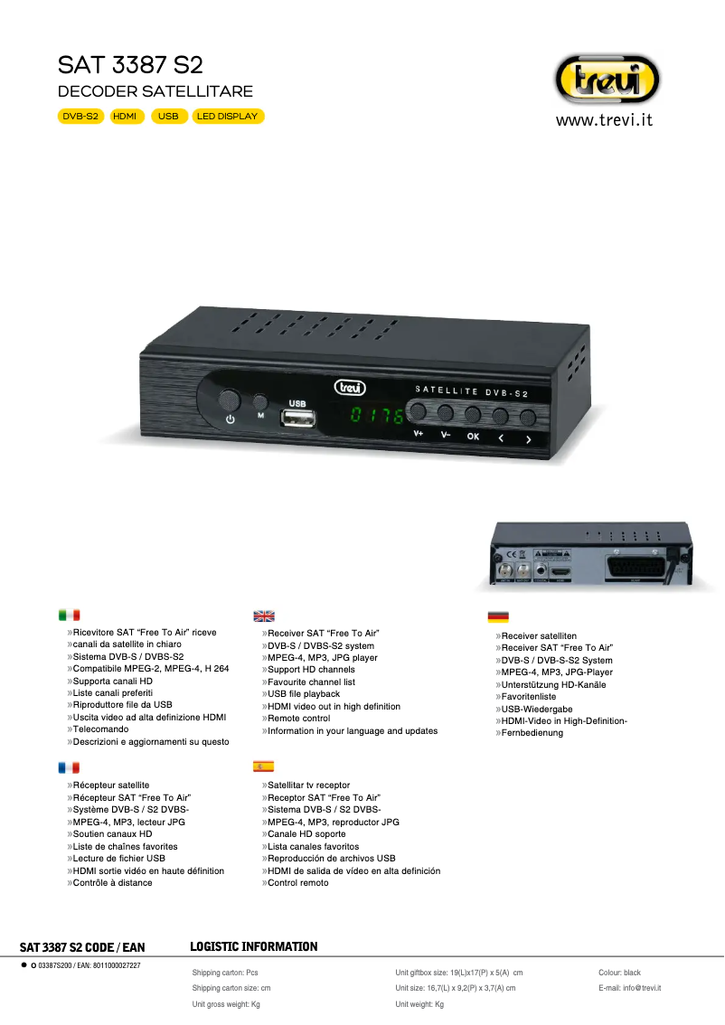 First page image of the manual for SAT 3387 S2