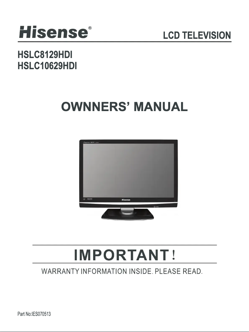 Page 1 of the manual User Manual Hisense HSLC10629HDI
