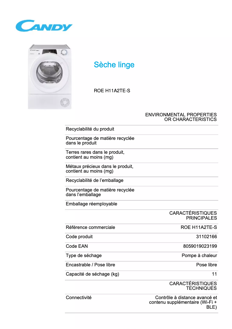 First page image of the manual for ROE H11A2TE-S
