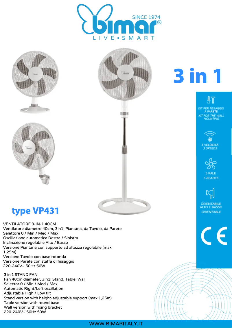 Page 1 of the manual Technical Sheet Bimar VP431