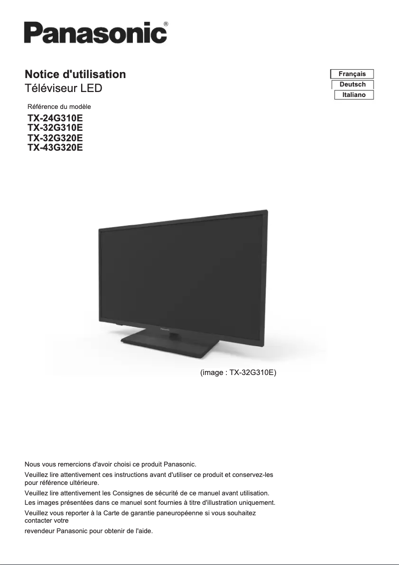 Page 1 of the manual User Manual Panasonic TX-32G320E
