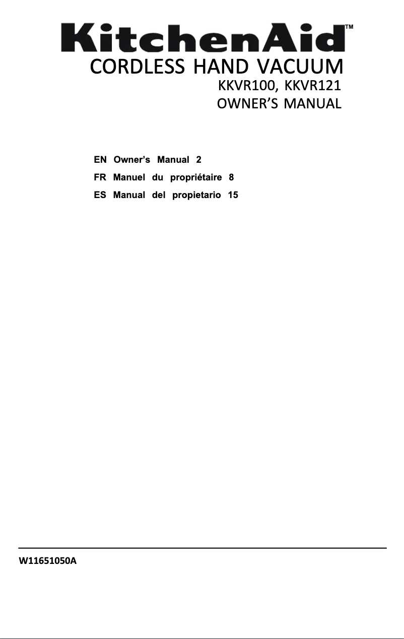 First page image of the manual for KKVR121