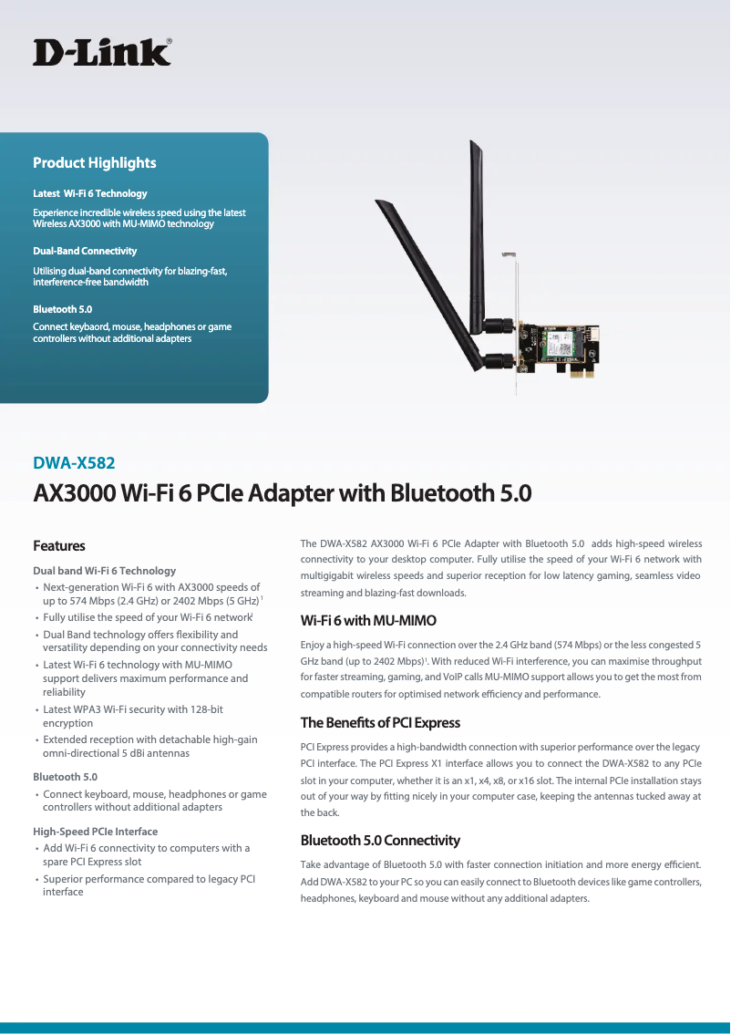 Page 1 of the manual User Manual D-Link DWA-X582