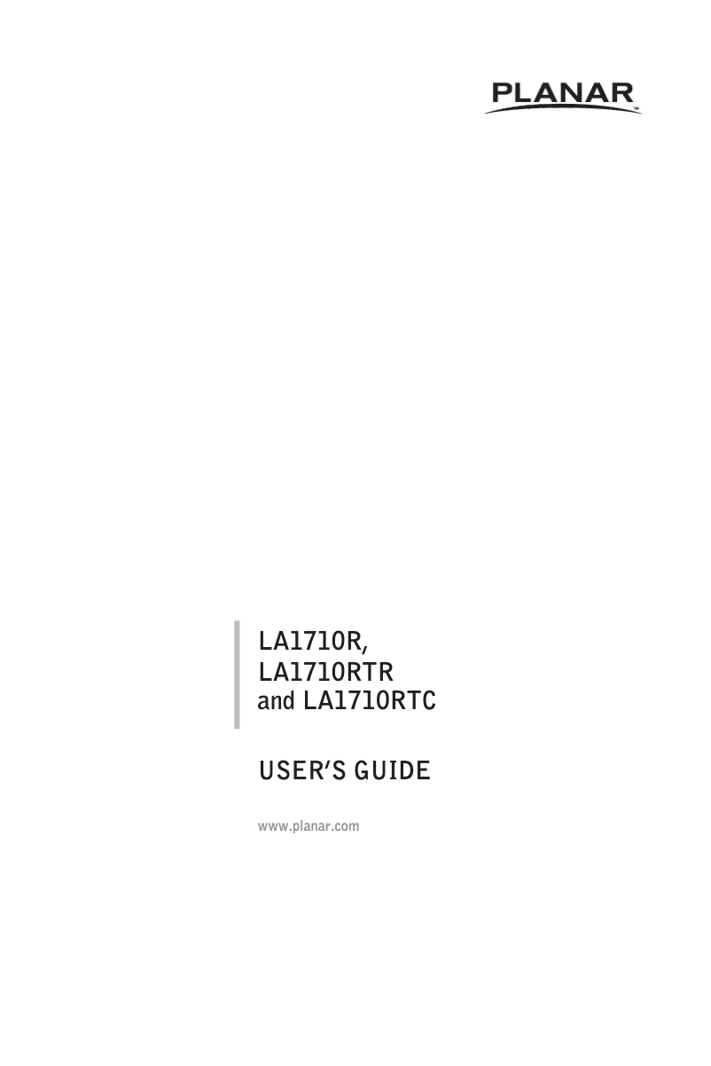 First page image of the manual for LA1710R