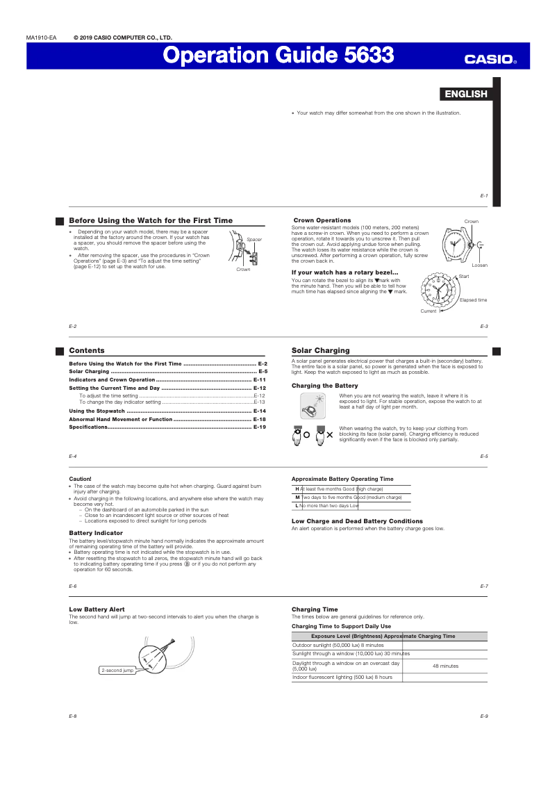 Page 1 of the manual User Manual Casio Edifice EFS-S560DB-1AVUEF