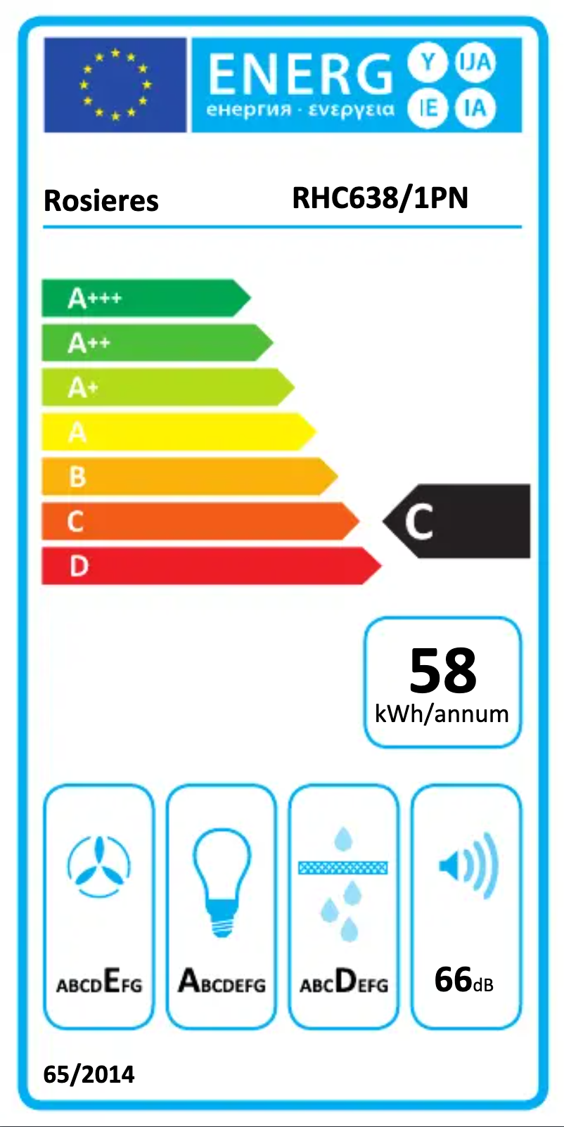 Page 1 of the manual Energy Label Rosieres RHC 638/1PN