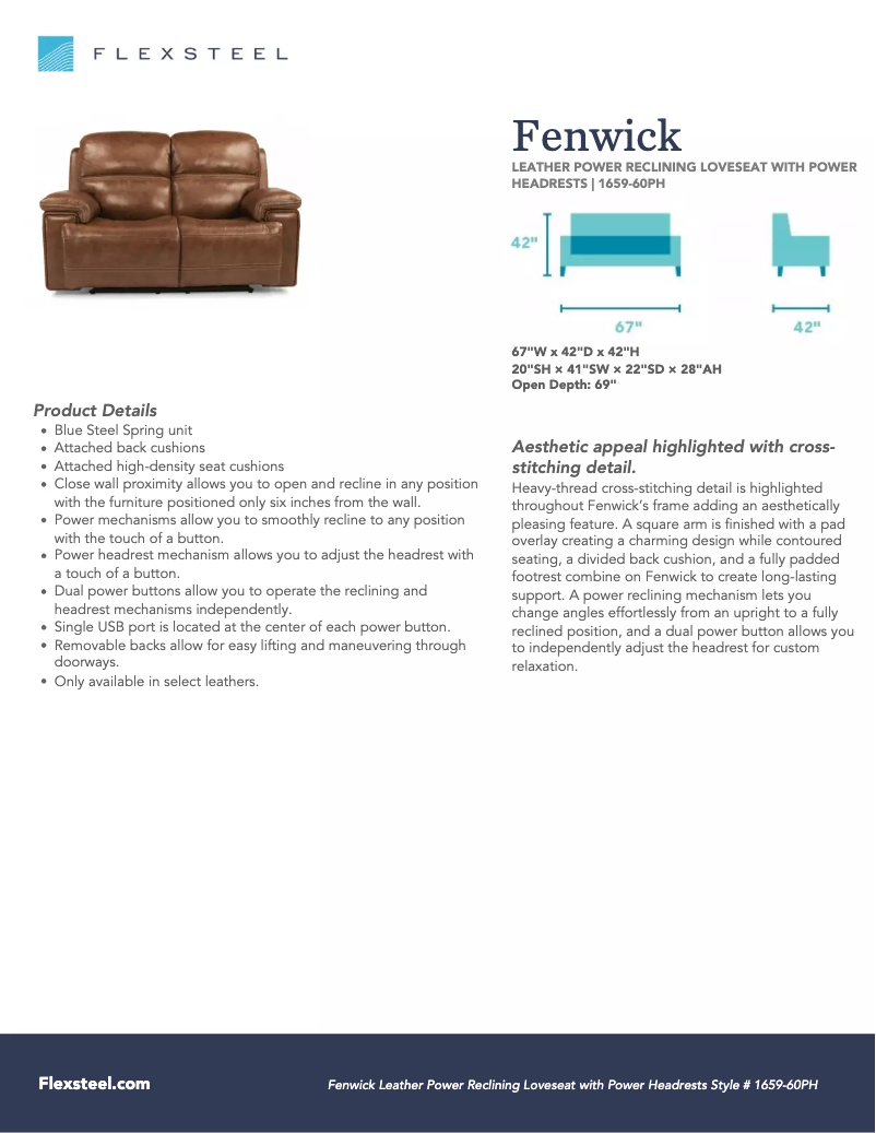 Page 1 of the manual User Manual Flexsteel Fenwick D1659-60PH