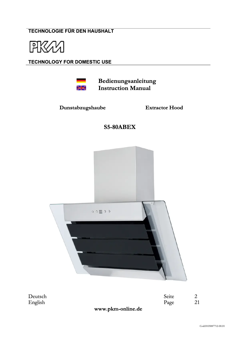 Page 1 of the manual User Manual PKM S5-80ABEX