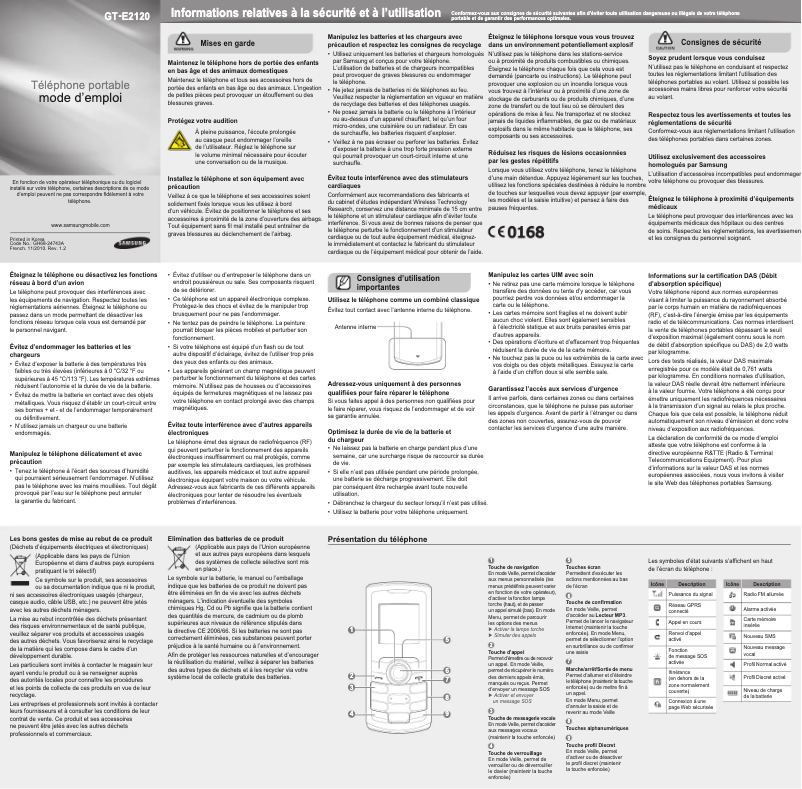 Page 1 of the manual User Manual Samsung GT-E2120B