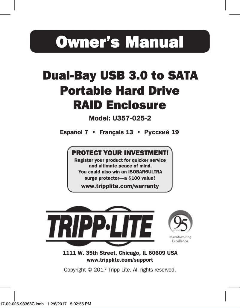 First page image of the manual for U357-025-2