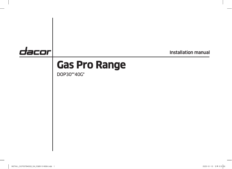 Page 1 of the manual Installation Guide Samsung DOP30T840GS