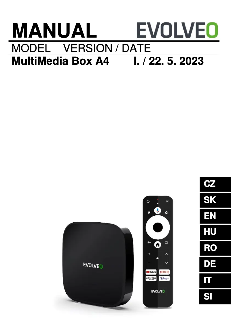 Page 1 of the manual User Manual Evolveo MultiMedia Box A4