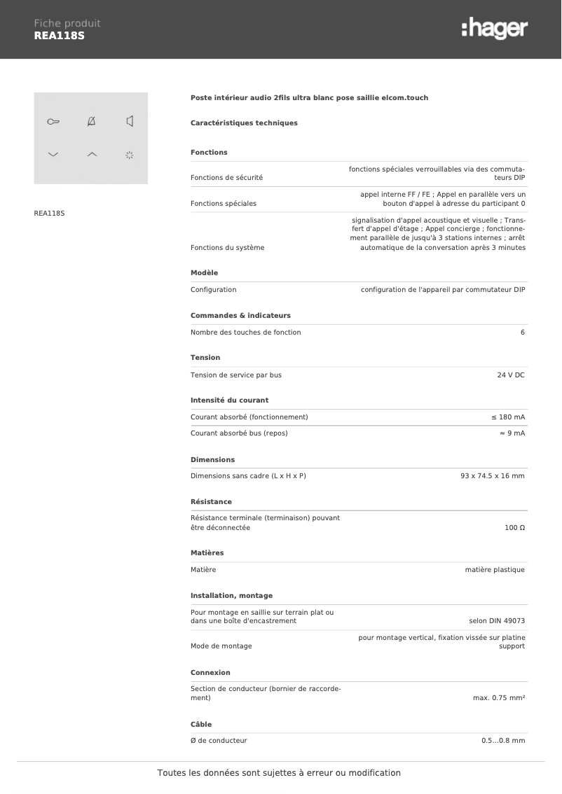 First page image of the manual for REA118S