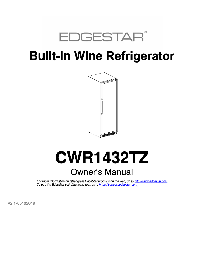 Page 1 of the manual Installation Guide EdgeStar CWR1432TZ