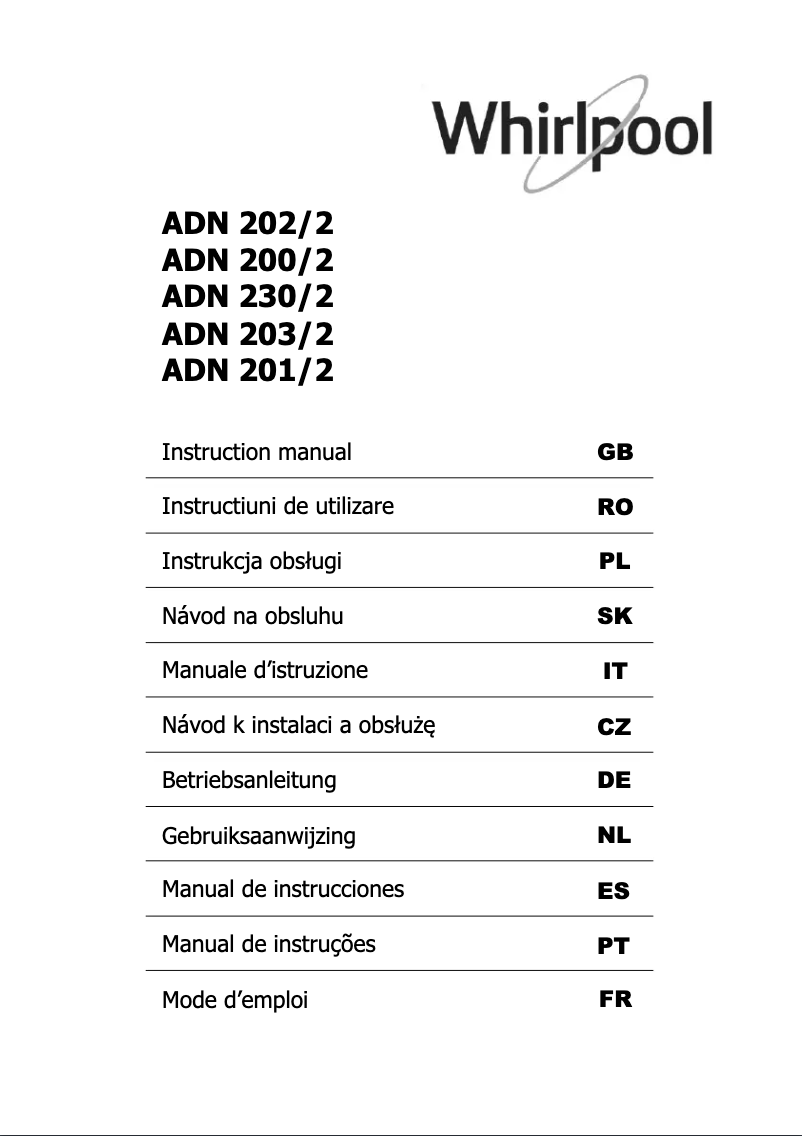 Image de la première page du manuel de l'appareil ADN 203/2