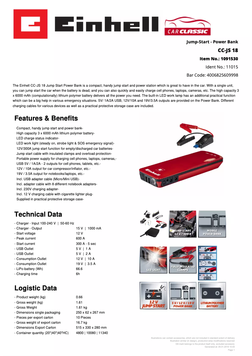First page image of the manual for CC-JS 18