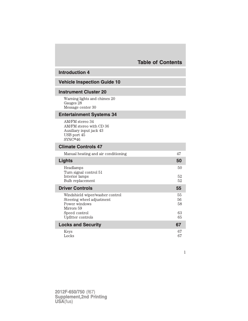 First page image of the manual for F-750 (2012)