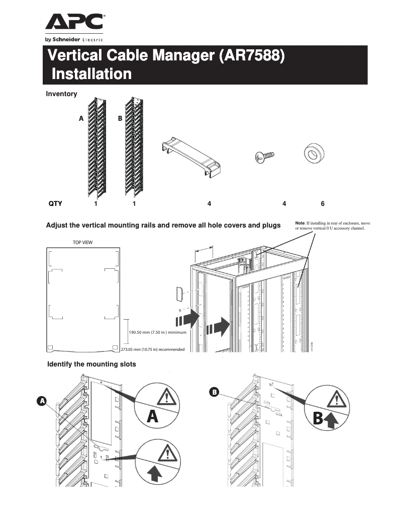 Page 1 of the manual User Manual APC AR7588