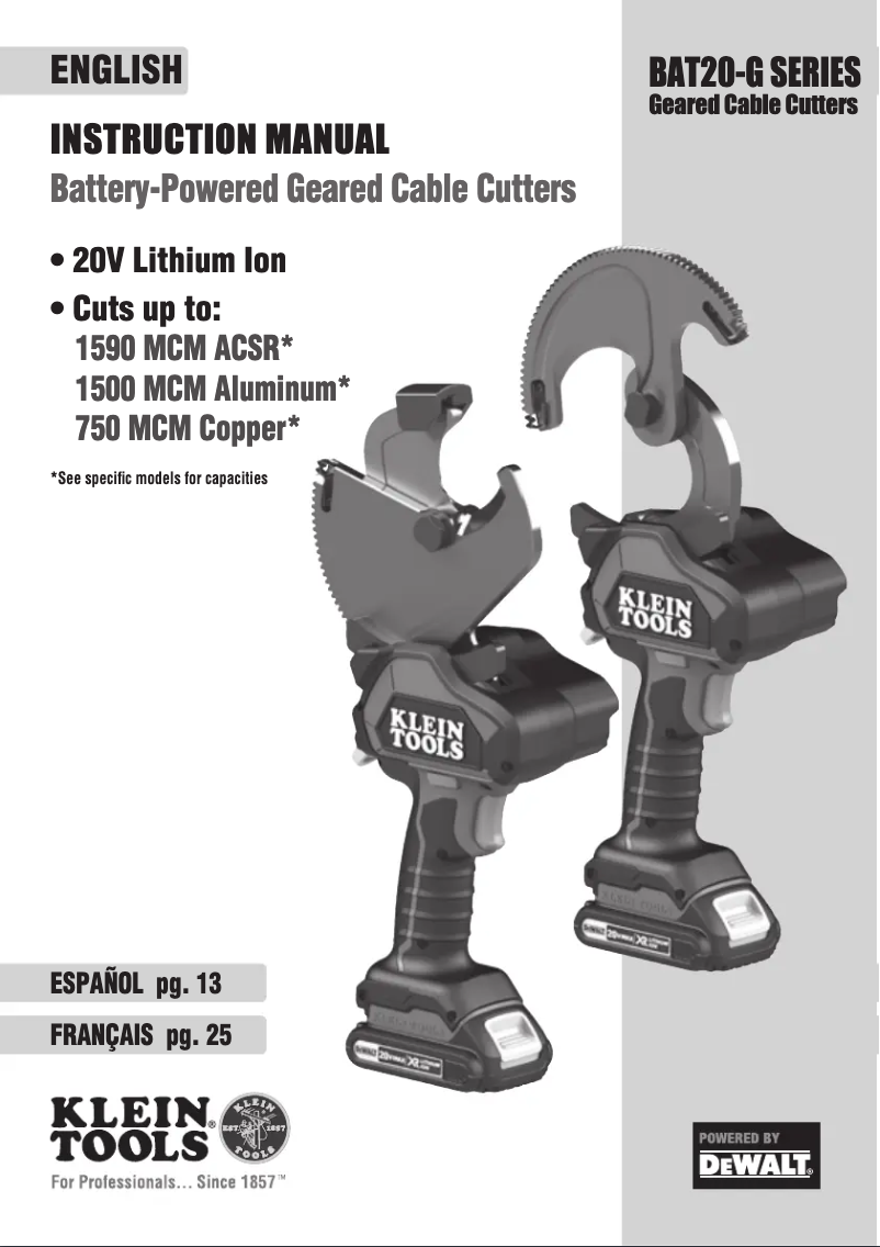 First page image of the manual for BAT20-G8