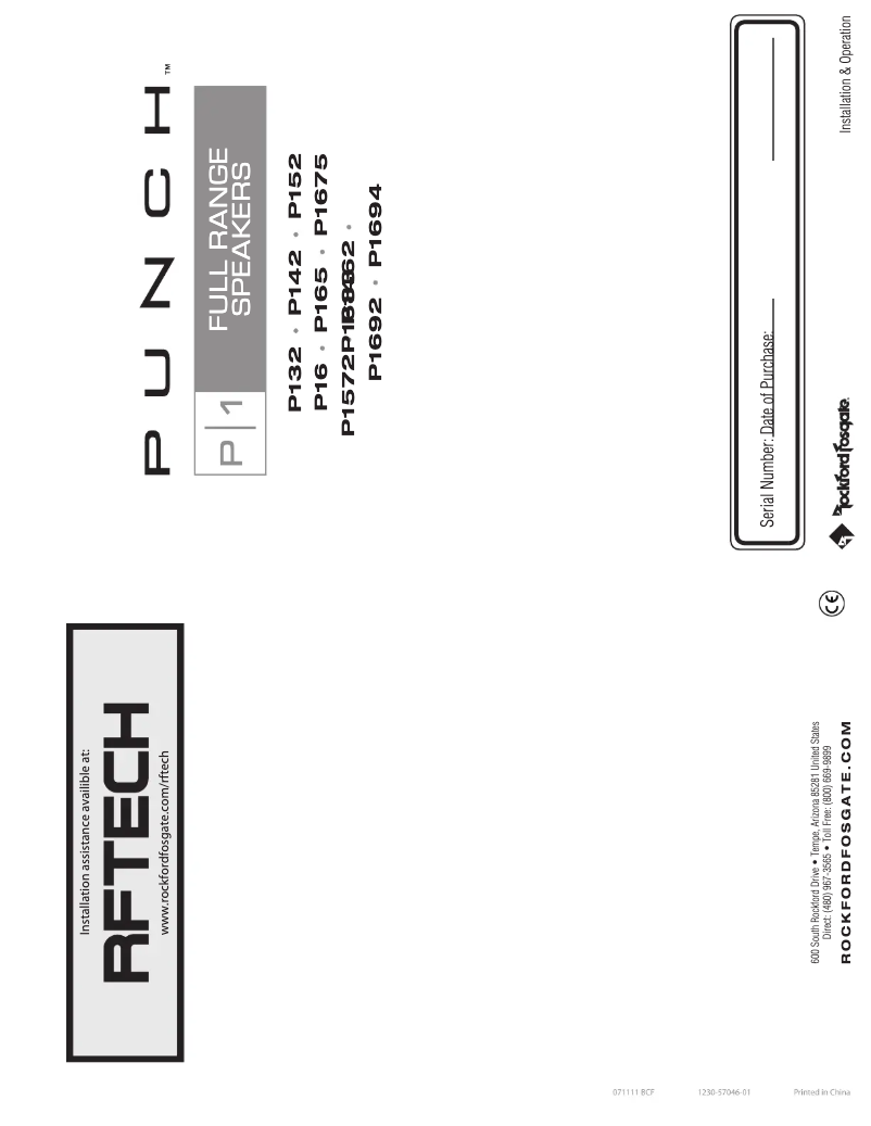 Page 1 de la notice Manuel utilisateur Rockford Fosgate P165