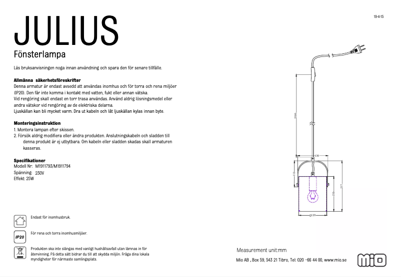 Page 1 of the manual User Manual Mio Julius