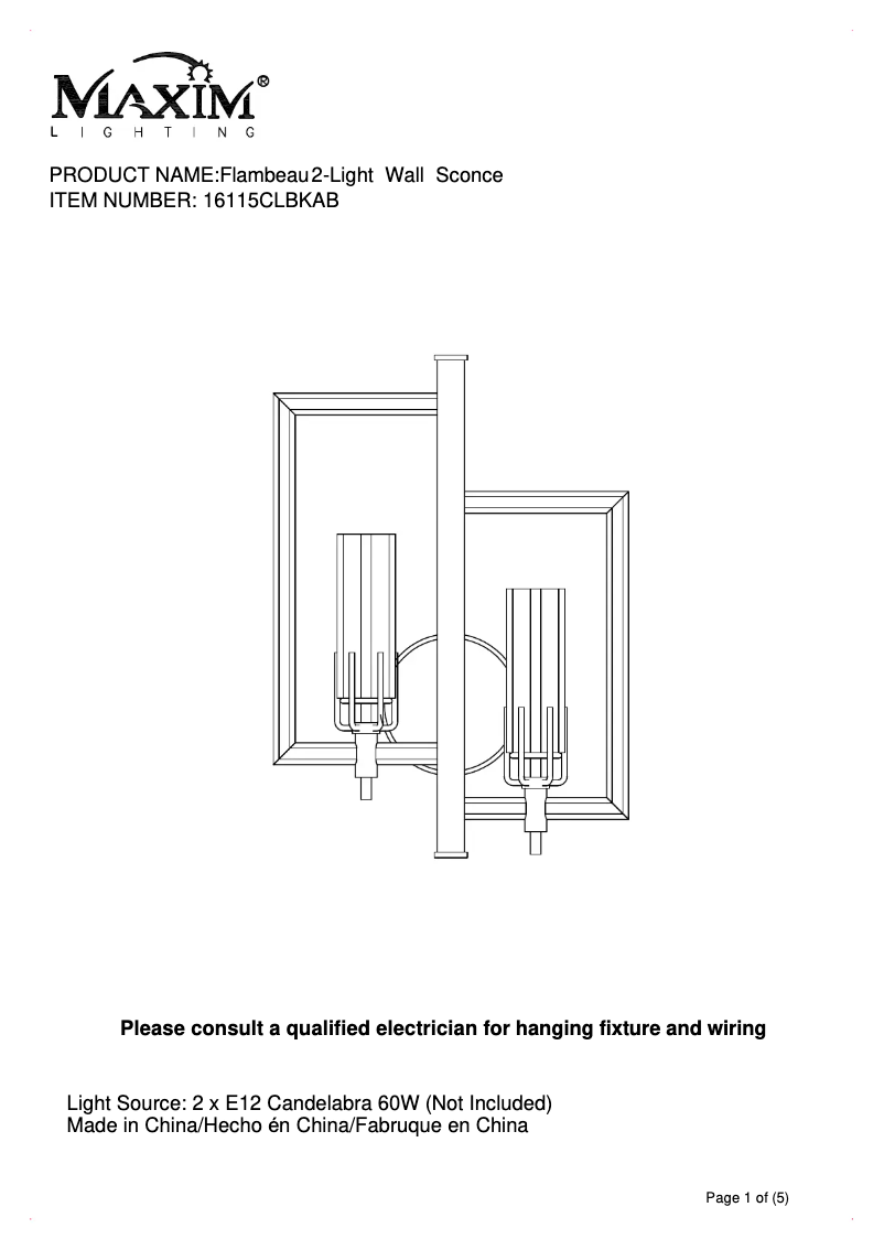 First page image of the manual for Flambeau 16115CLBKAB