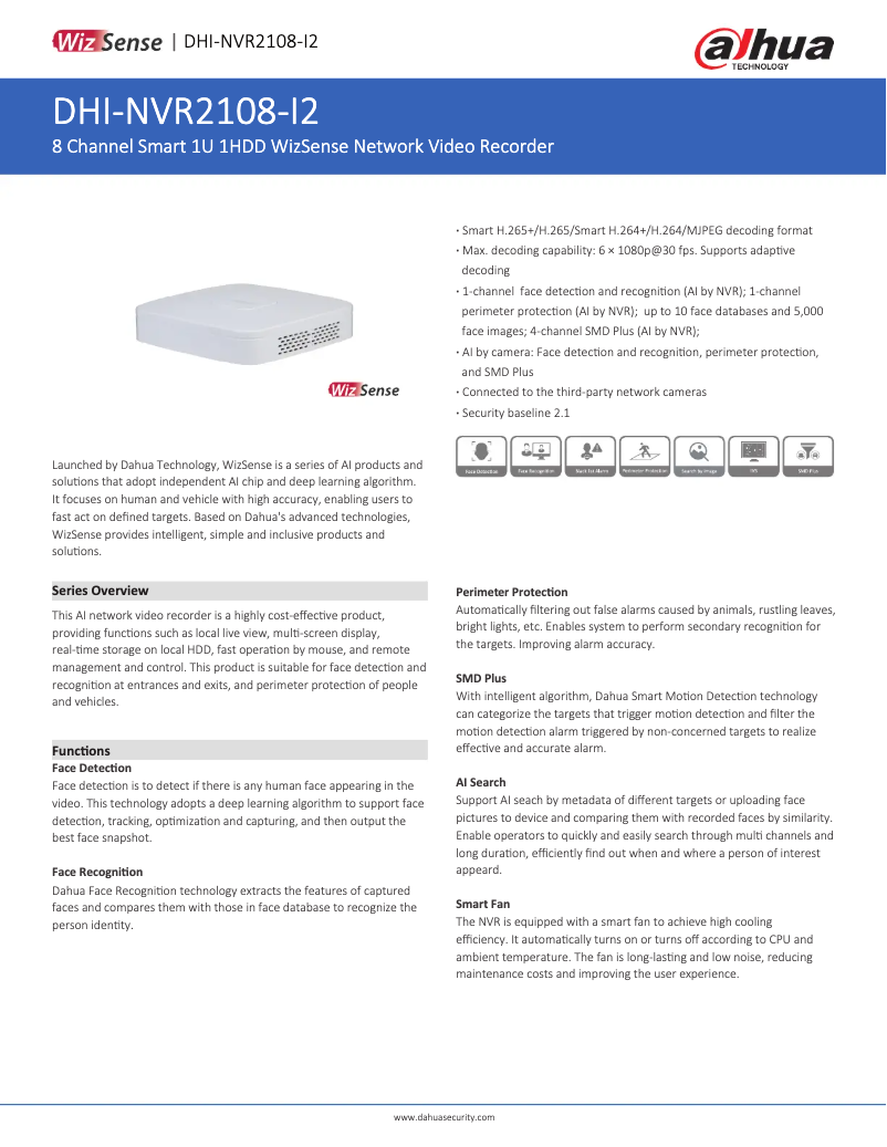 First page image of the manual for NVR2108-I2