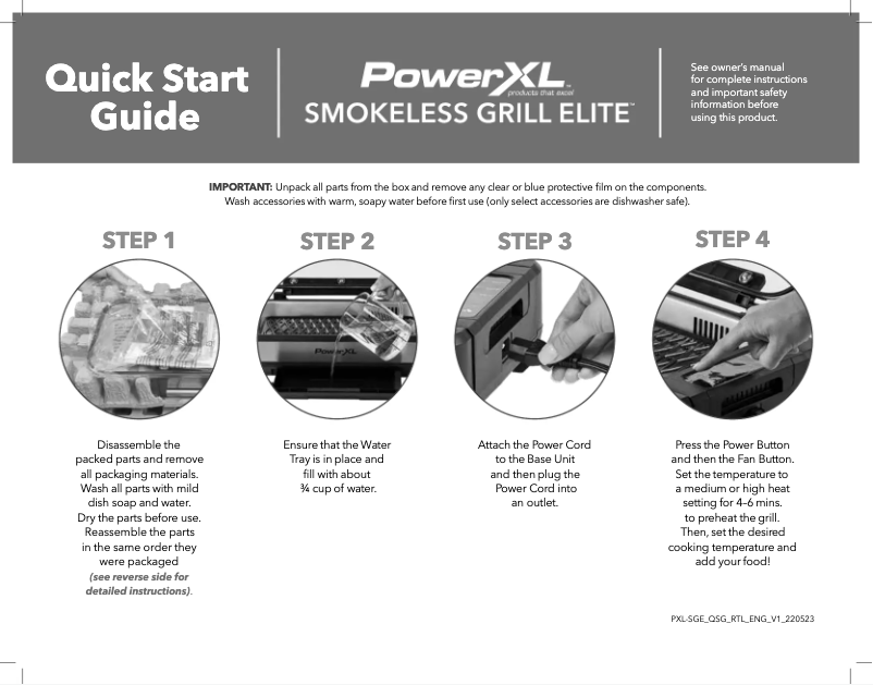 First page image of the manual for Smokeless Grill Elite SMG-01