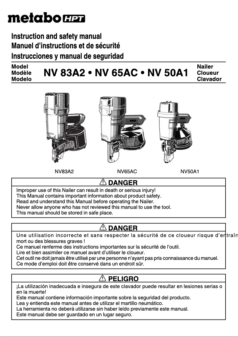 Page 1 of the manual User Manual Metabo NV50A1