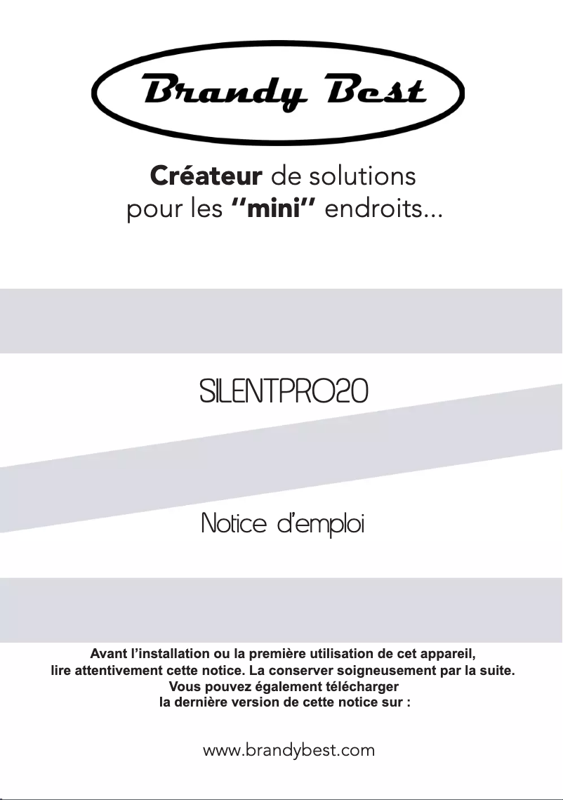 Image de la première page du manuel de l'appareil SILENTPRO20