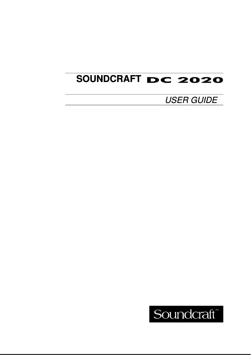 First page image of the manual for DC 2020