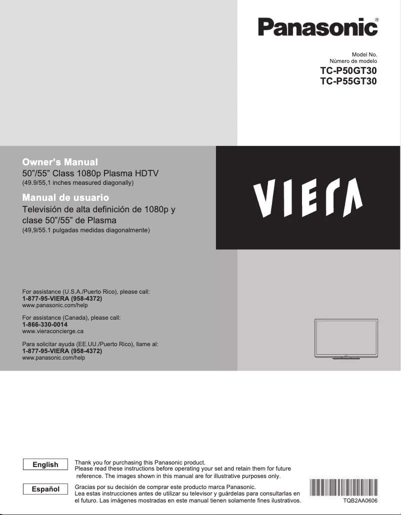 Page 1 of the manual User Manual Panasonic TC-P50GT30