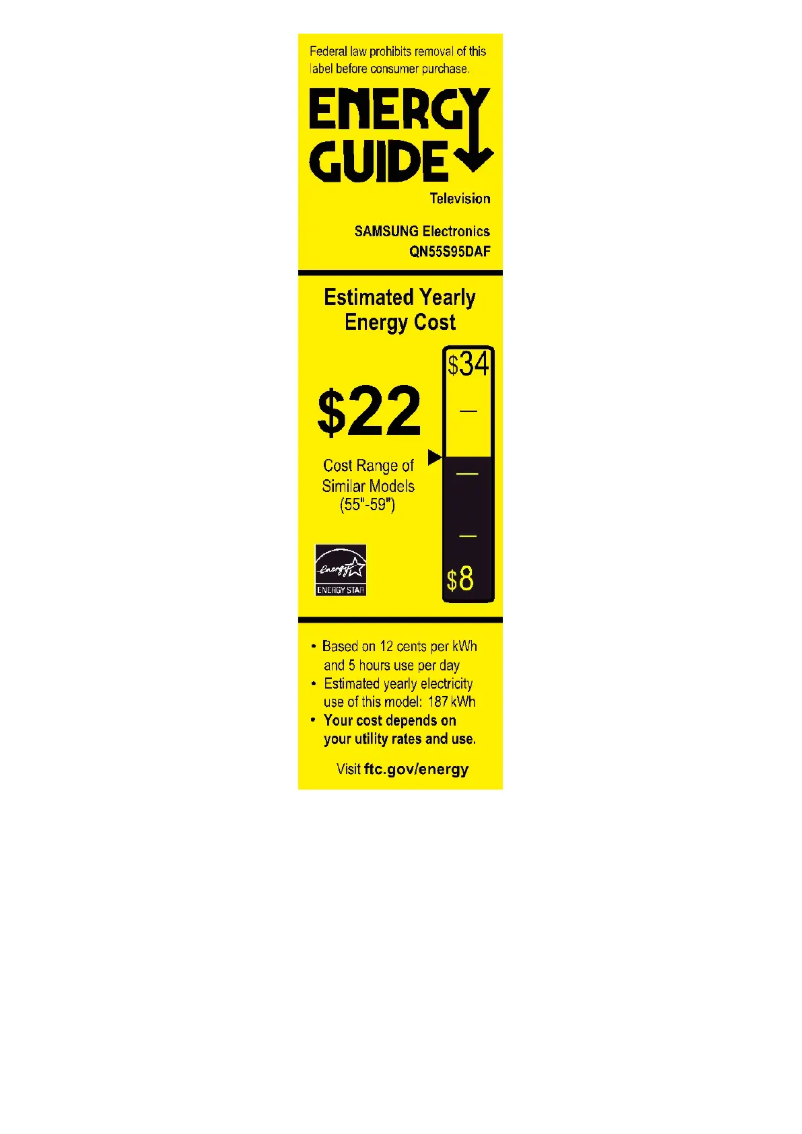 Page 1 of the manual Energy Label Samsung QN55S95DAF