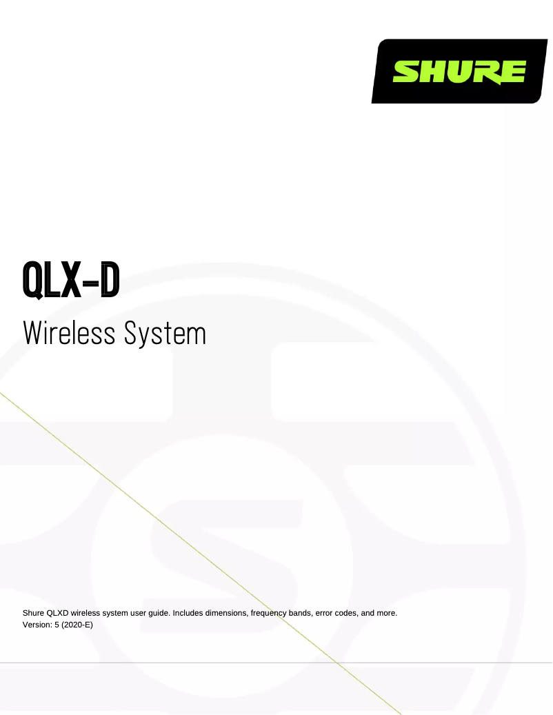 Page 1 of the manual User Manual Shure QLXD2