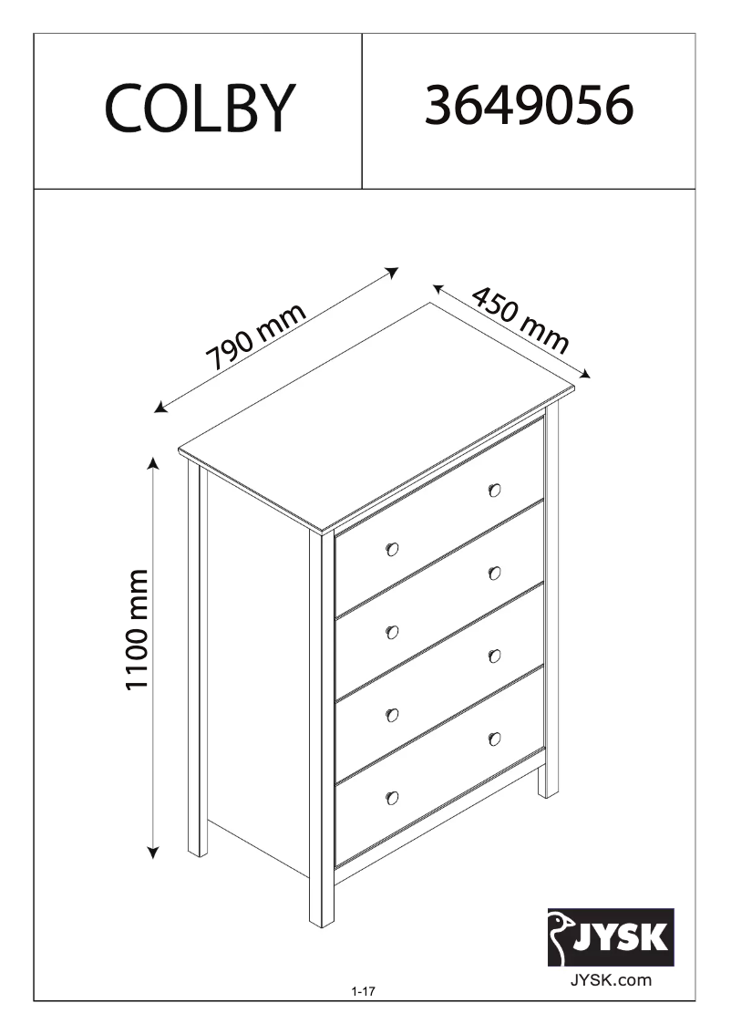 Page 1 of the manual User Manual JYSK Colby (79x110x45)