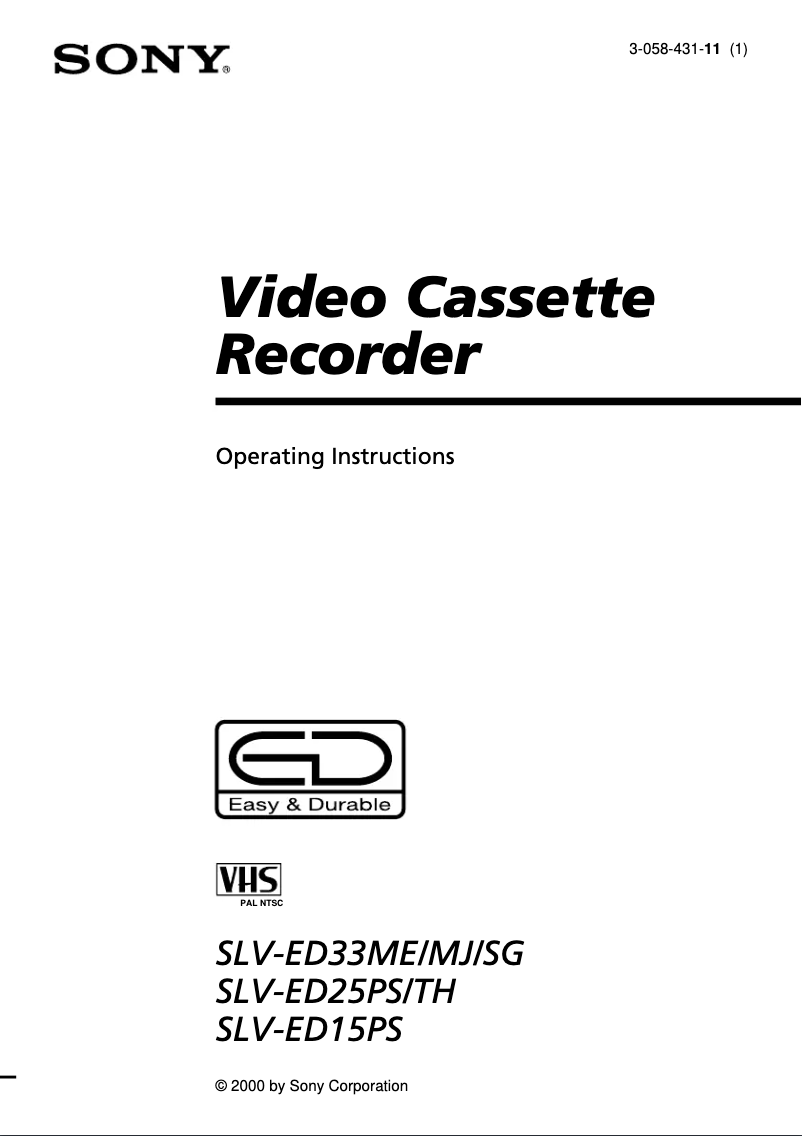 First page image of the manual for SLV-ED33ME