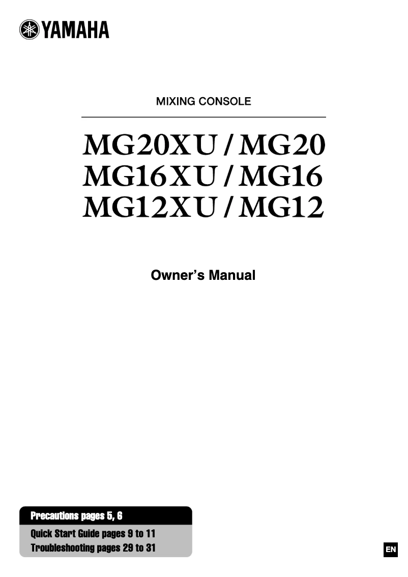 First page image of the manual for MG12