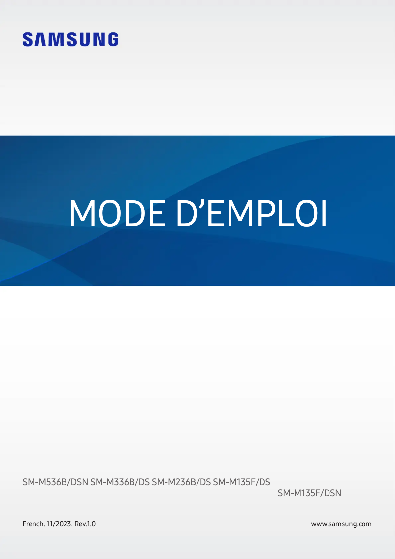 First page image of the manual for Galaxy M13