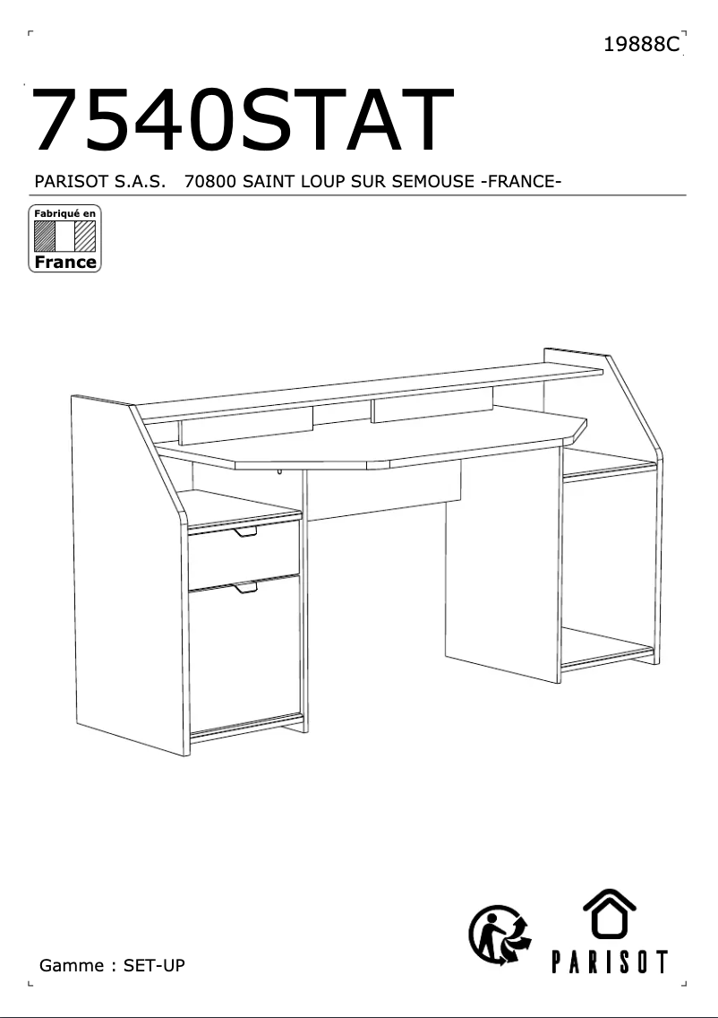 Page 1 de la notice Manuel utilisateur Parisot SetUp 7540STAT