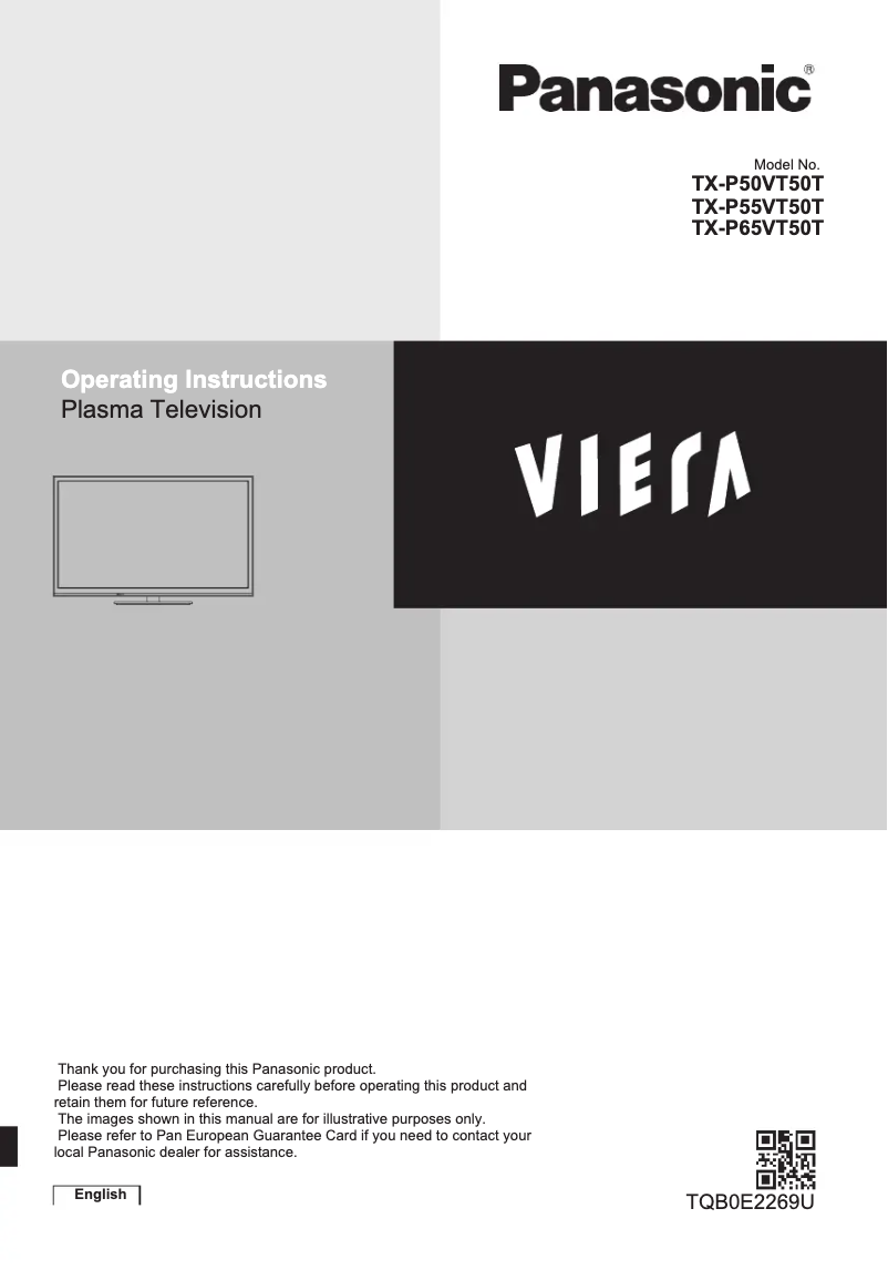 First page image of the manual for TX-P65VT50T