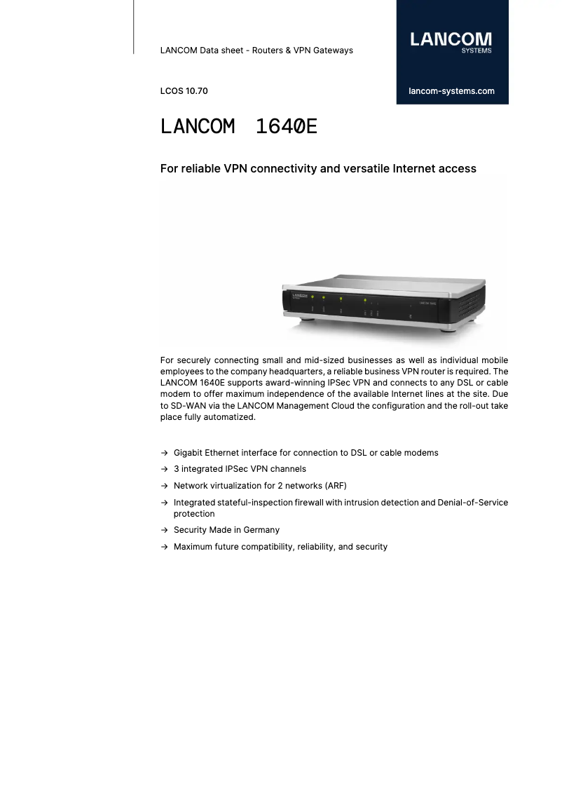 Image de la première page du manuel de l'appareil 1640E