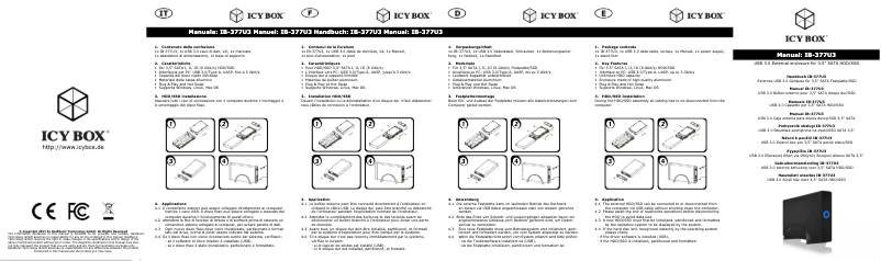 Page 1 of the manual Instruction Manual Icy Box IB-377U3