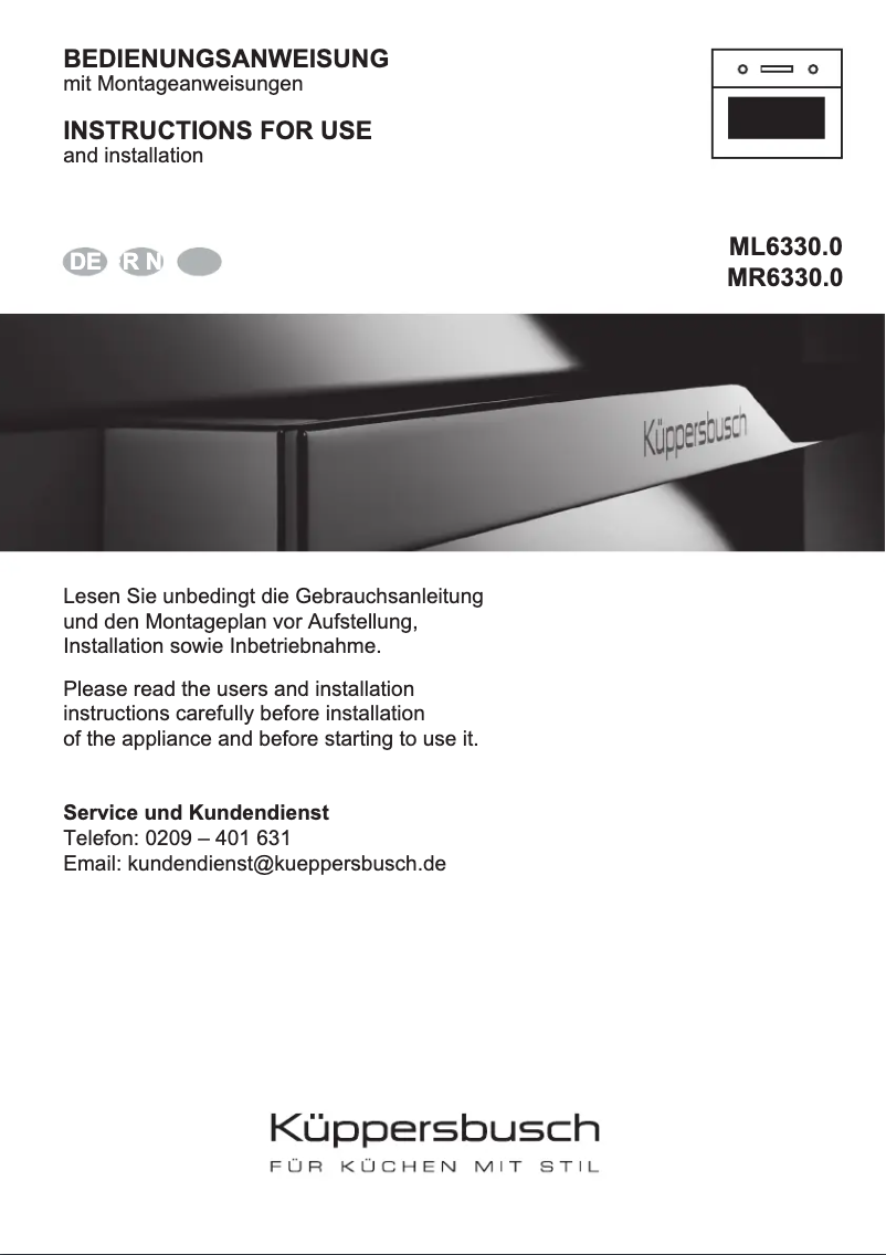 Page 1 of the manual User Manual Küppersbusch ML6330.0KSM