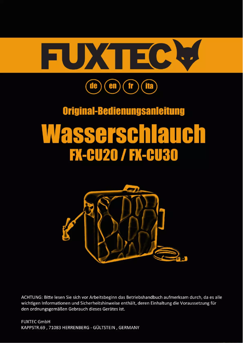 First page image of the manual for FX-CU20