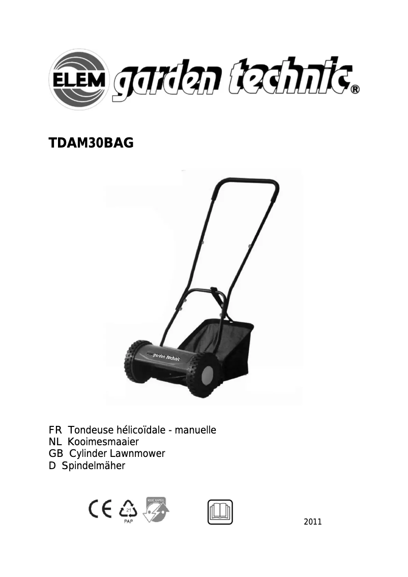 First page image of the manual for TDAM30BAG