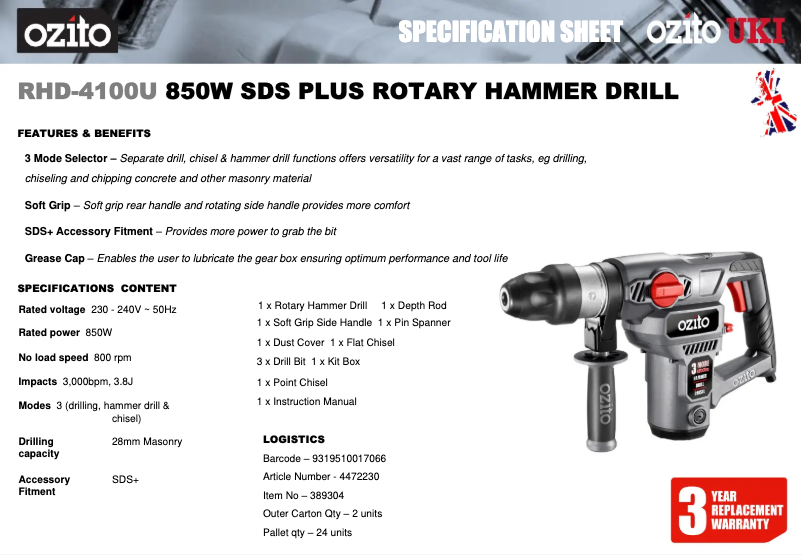 First page image of the manual for RHD-4100U