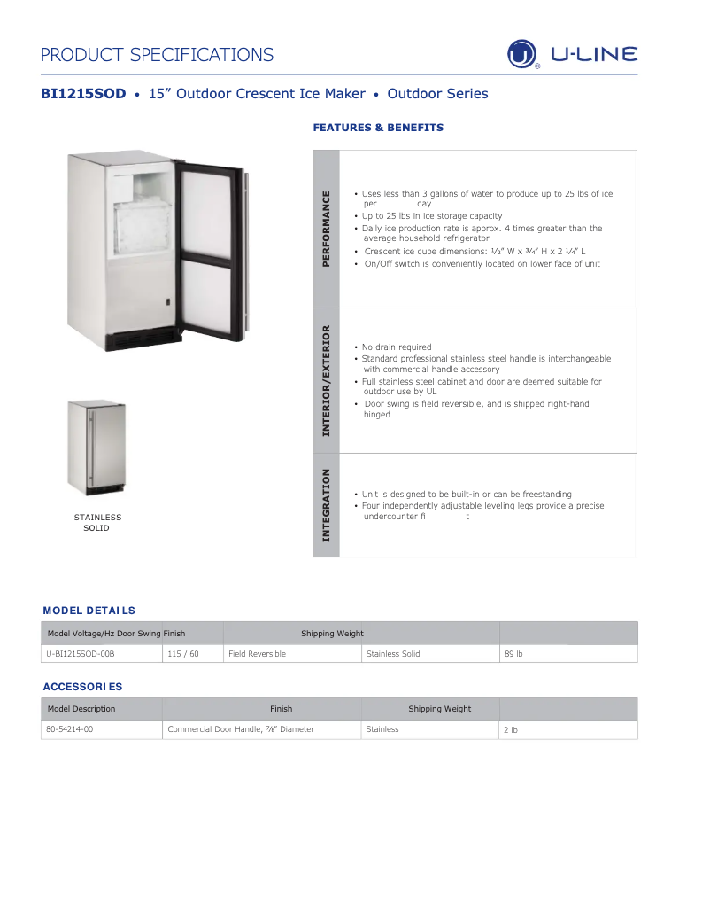 First page image of the manual for U-BI1215OD