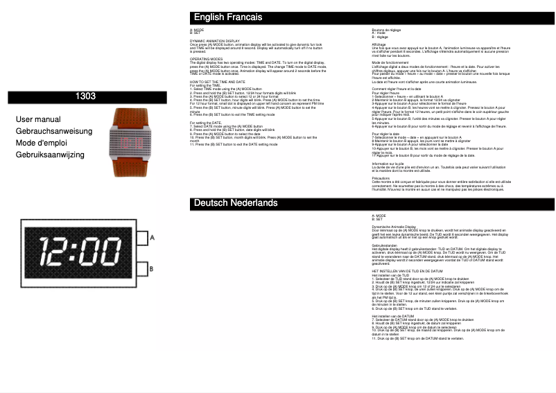 First page image of the manual for 1303